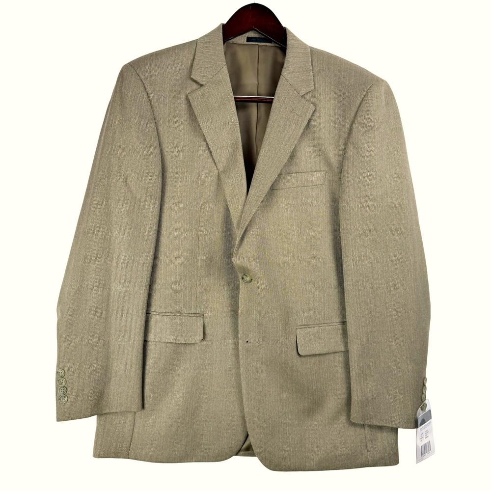 Andrew Fezza Men's Blazer 42R Tan Herringbone Tweed Sport Coat - Picture 3 of 15